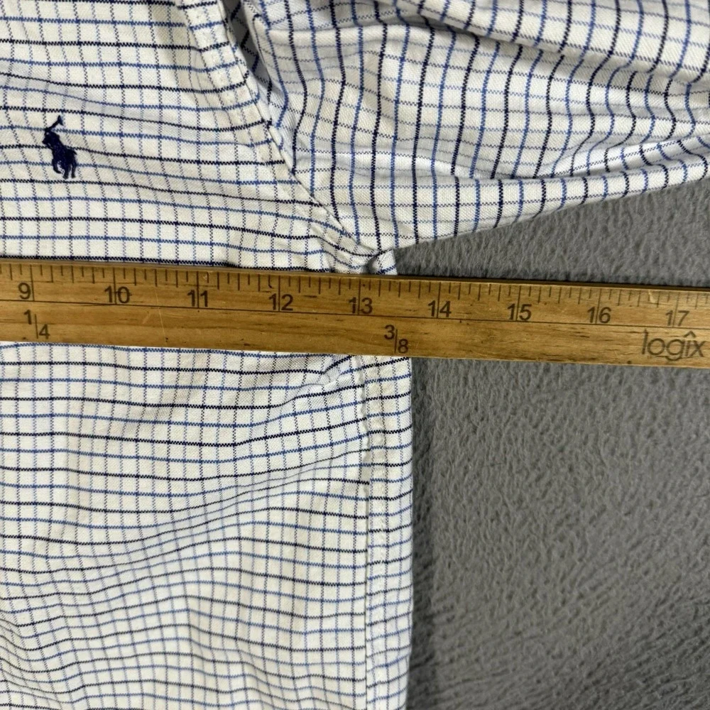 Polo‎ Ralph Lauren Boys Check Button Down Shirt Size 5 White Blue Classic Preppy